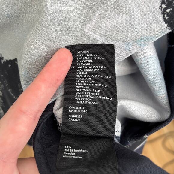 COS Abstract Print Short Sleeve High Neck Artsy A-Line T-Shirt Shift Dress US2 - Picture 12 of 14